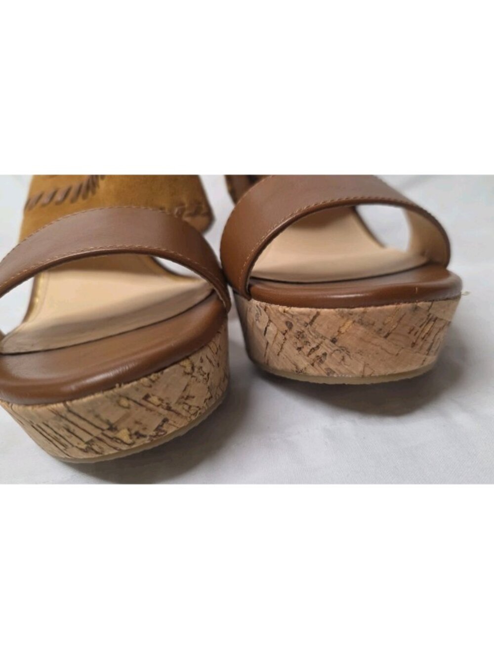 Michael Shannon Sybil leather and cork wedge sandals size 9 Good condition! - Picture 10 of 10